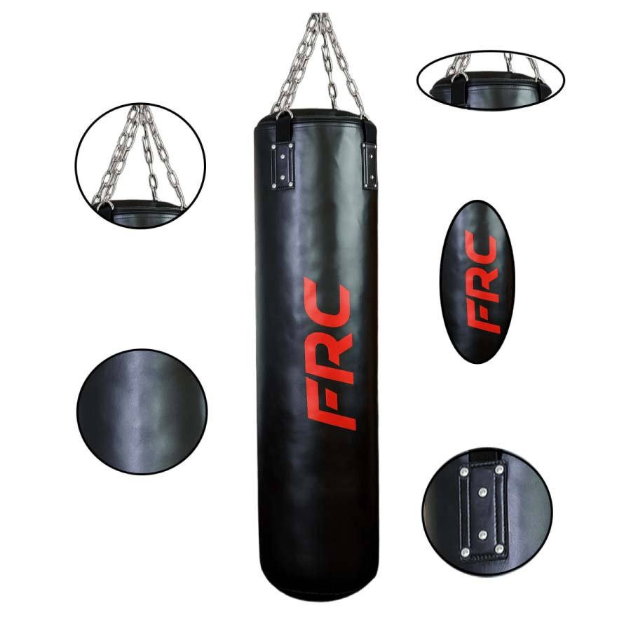 Saco de boxeo PU 120 cm con cadenas de acero y anclaje reforzado