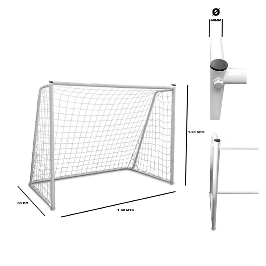 arco-futbol-metalico-48mm-con-red-incluida Arco de fútbol de fierro 180x120 cm con red incluída