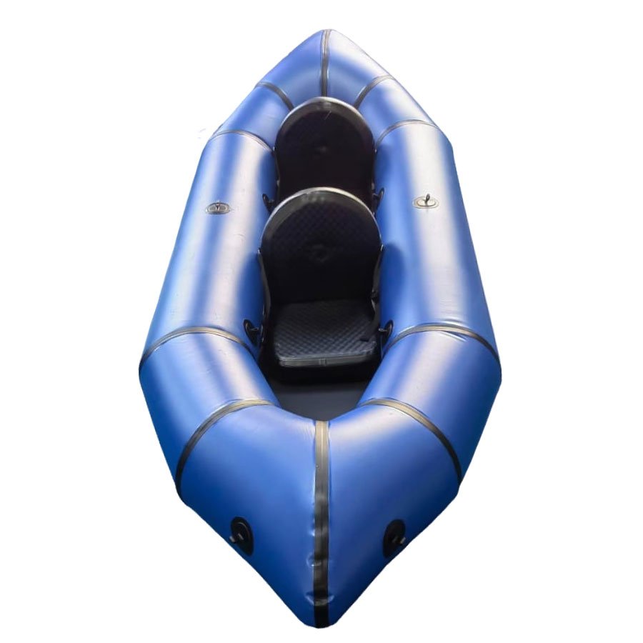 packraft-color-azul-aventura-acuatica-rio-lago Packraft inflable para actividades outdoor y aventura acuática color azul